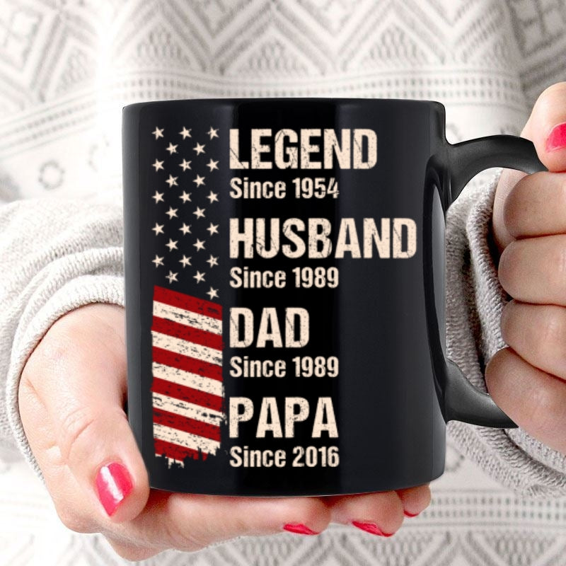 Legend Husband Dad Grandpa Est. Nation Flag Personalized Mug