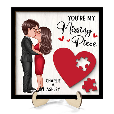 You're My Missing Piece Red Heart  Gift For Him For Her Personalized 2-layer Wooden Plaque