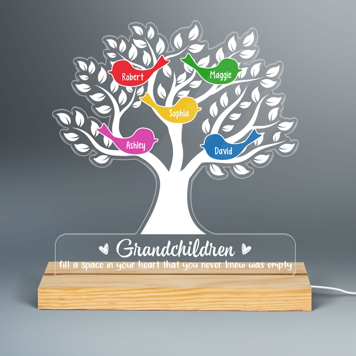 Grandchildren Fill A Space In Your Heart Grandma Mother‘s Day Gift Personalized Acrylic Custom Shape LED Lamp Night Light