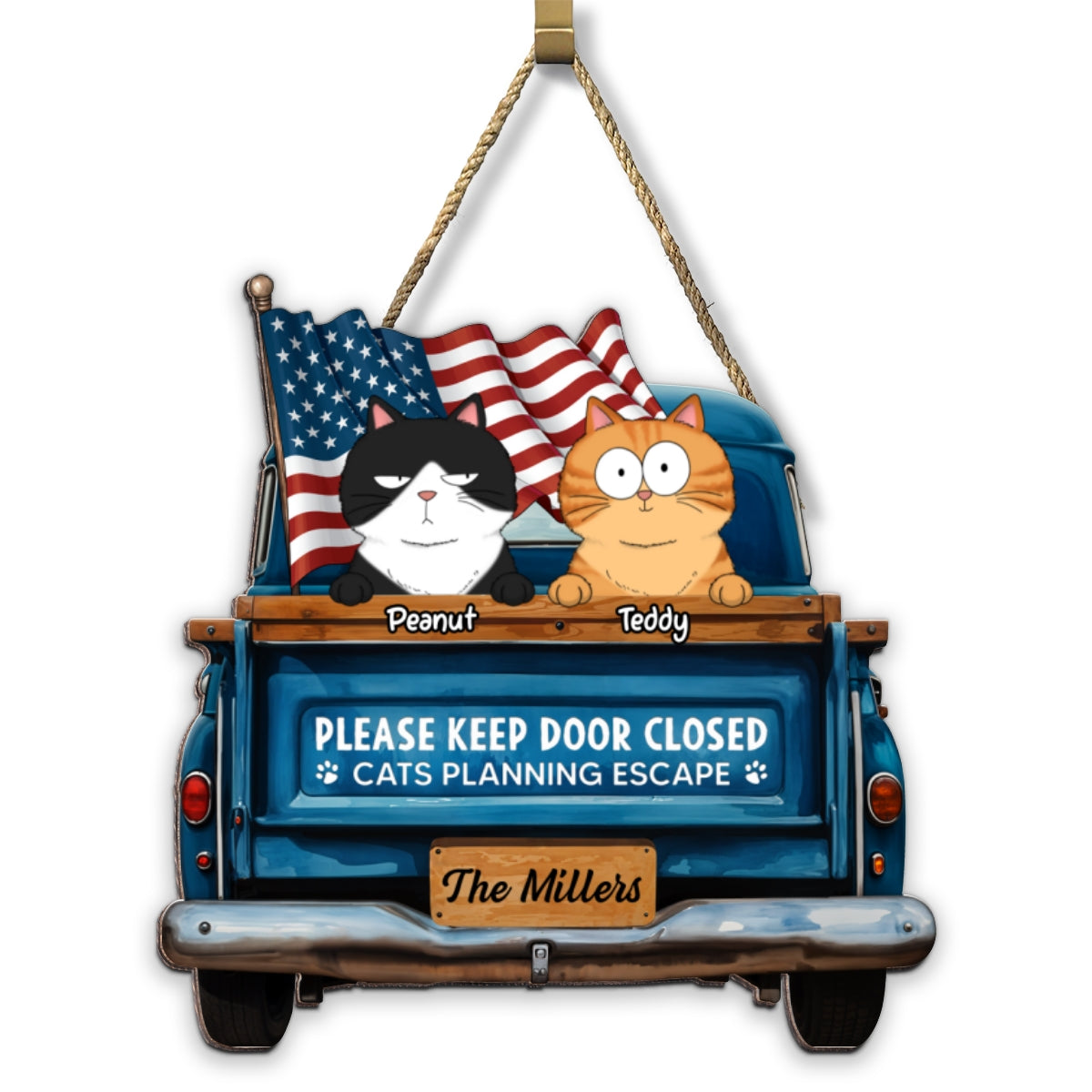 Cats Planning Escape Truck Personalized Wood Sign