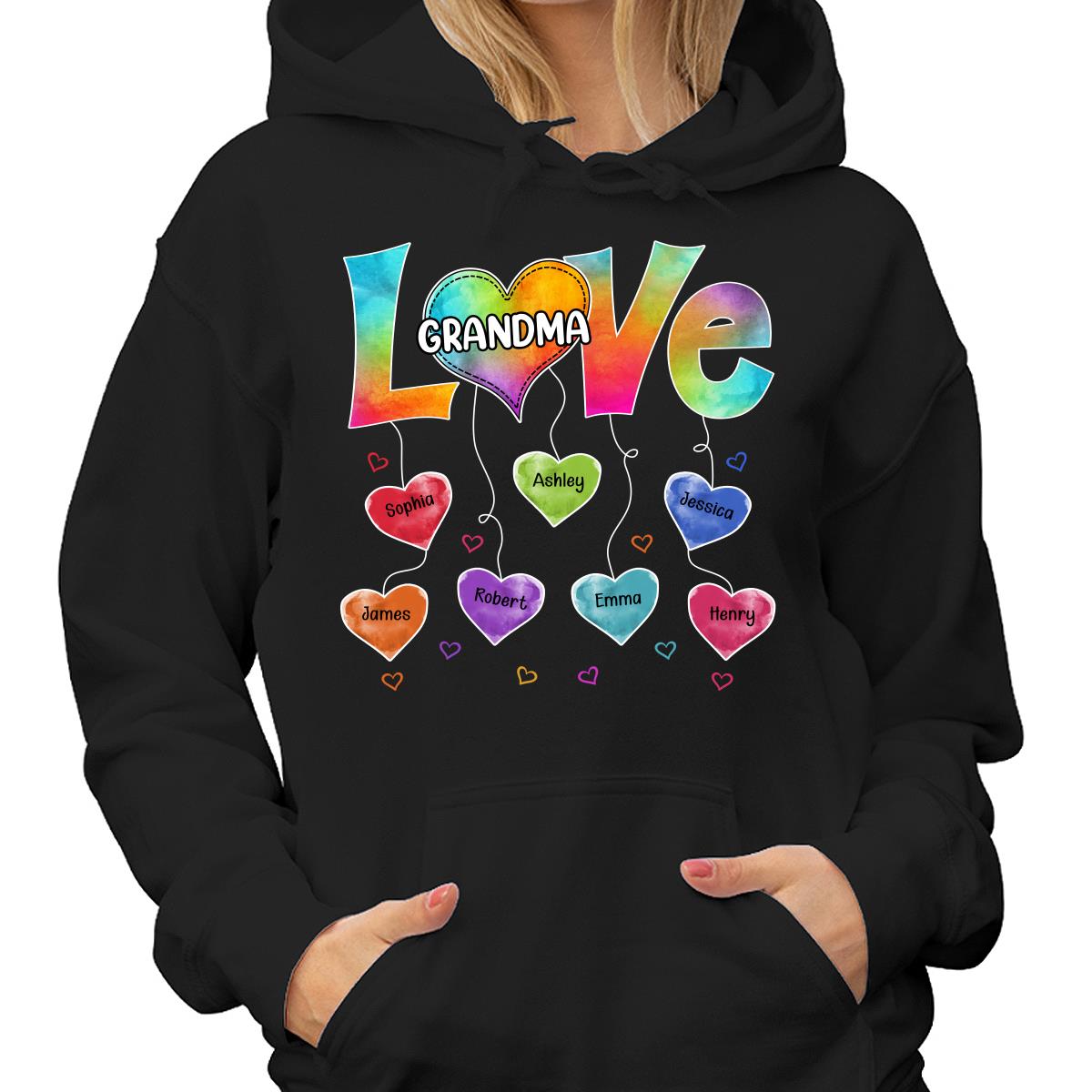 Grandma Mom Colorful Pattern Love Heartstring Personalized Shirt