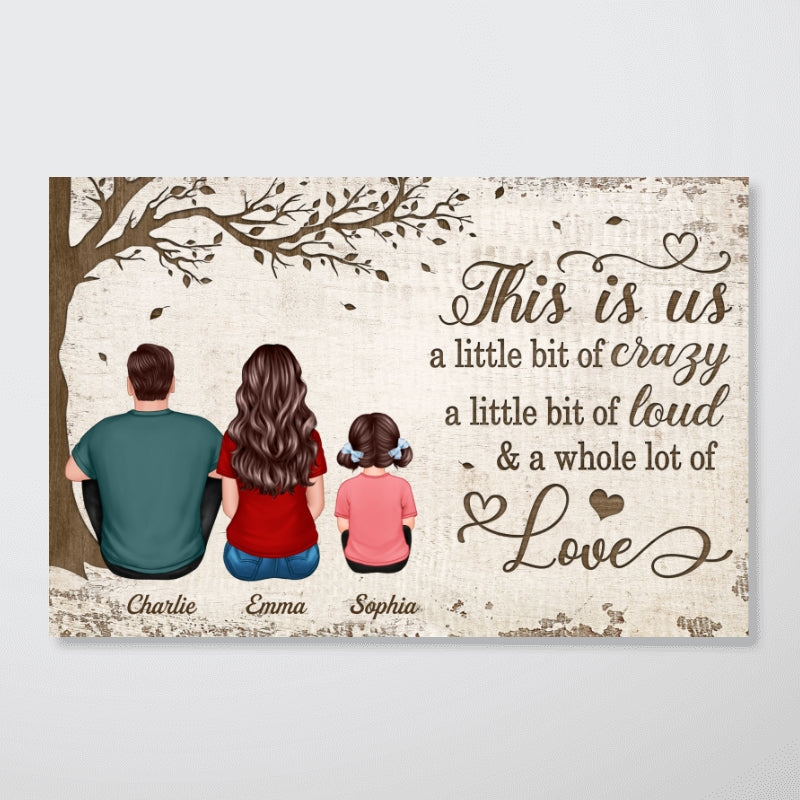 This Is Us Back View Family Sitting Under Tree Personalized Horizontal Poster