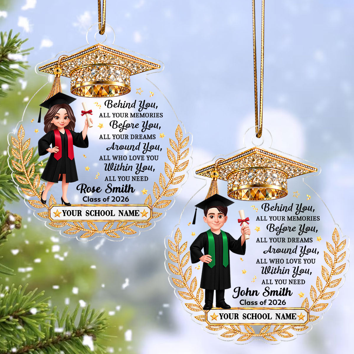 Before You All Your Dreams Graduation - Personalized Acrylic Ornament - Christmas Gift, Graduation Gift For Graduates, Daughter, Son, Granddaughter, Grandson