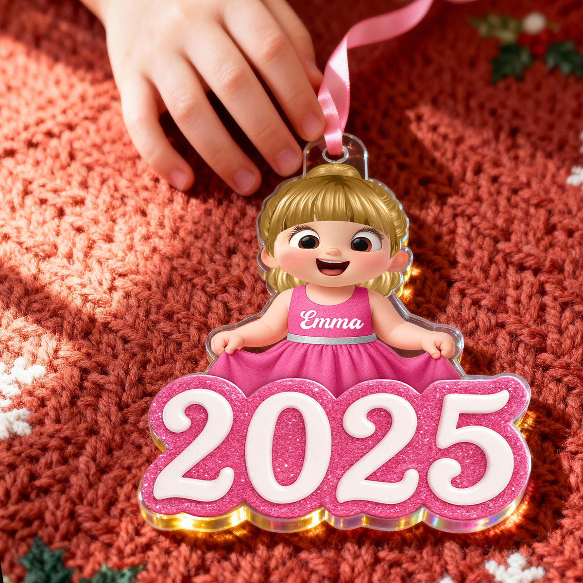 Cute Little Doll Girl 2025 - Personalized Acrylic Ornament - Christmas Gift for Kids, Grandkids