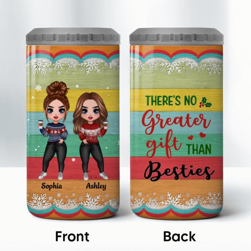 Besties Sisters Colorful Stripe Personalized 4 In 1 Can Cooler