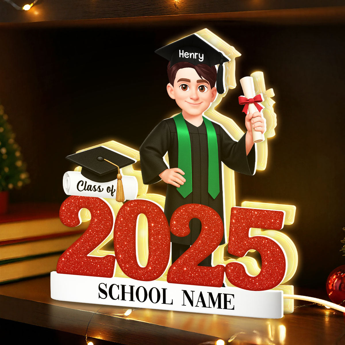 Class Of 2025 2026 3D Effect Senior - Personalized Light Box - Christmas Gift For Senior
