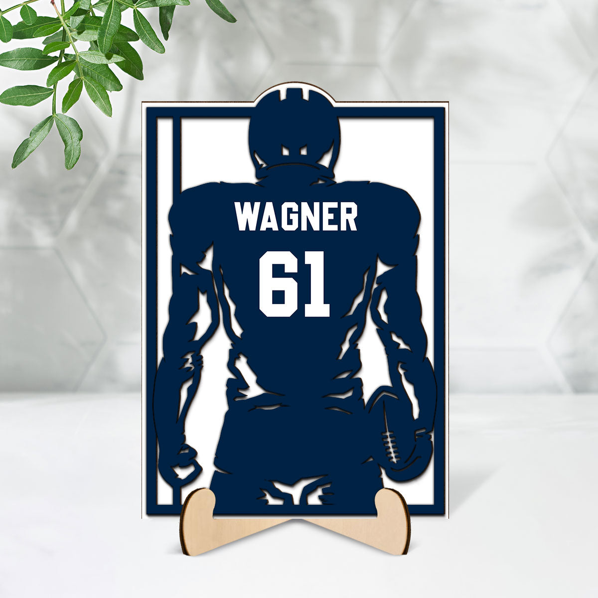Custom Football Player Gift For High School Senior Gift For Football Coach Personalized 2-Layer Wooden Plaque