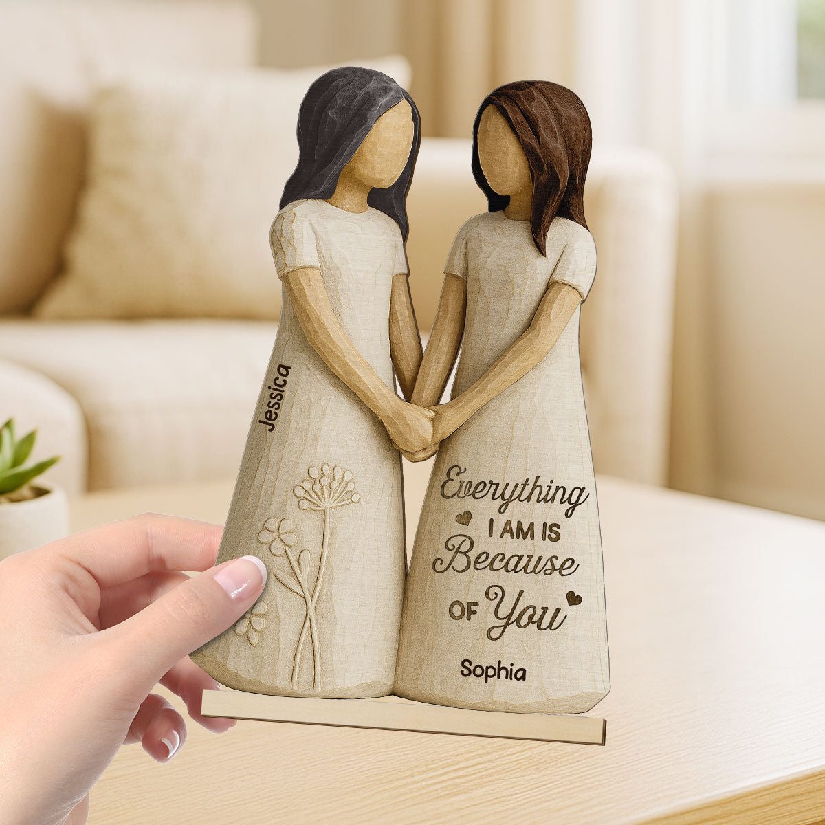 Always Need You Daughter & Mother 3D Effect Personalized Standing Wooden Plaque, Gift for Mom from Daughter