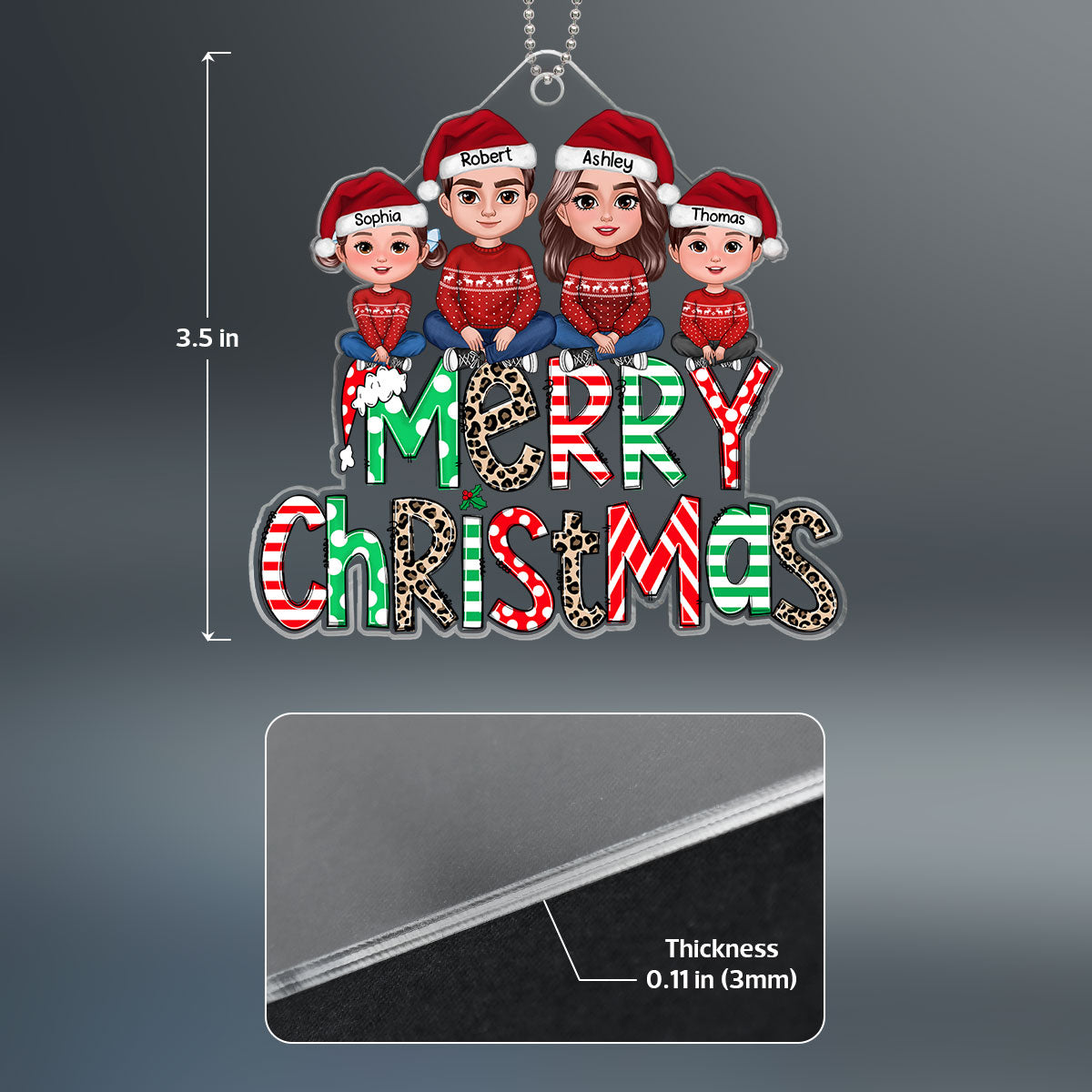 Merry Christmas Family Gift Personalized Acrylic Ornament
