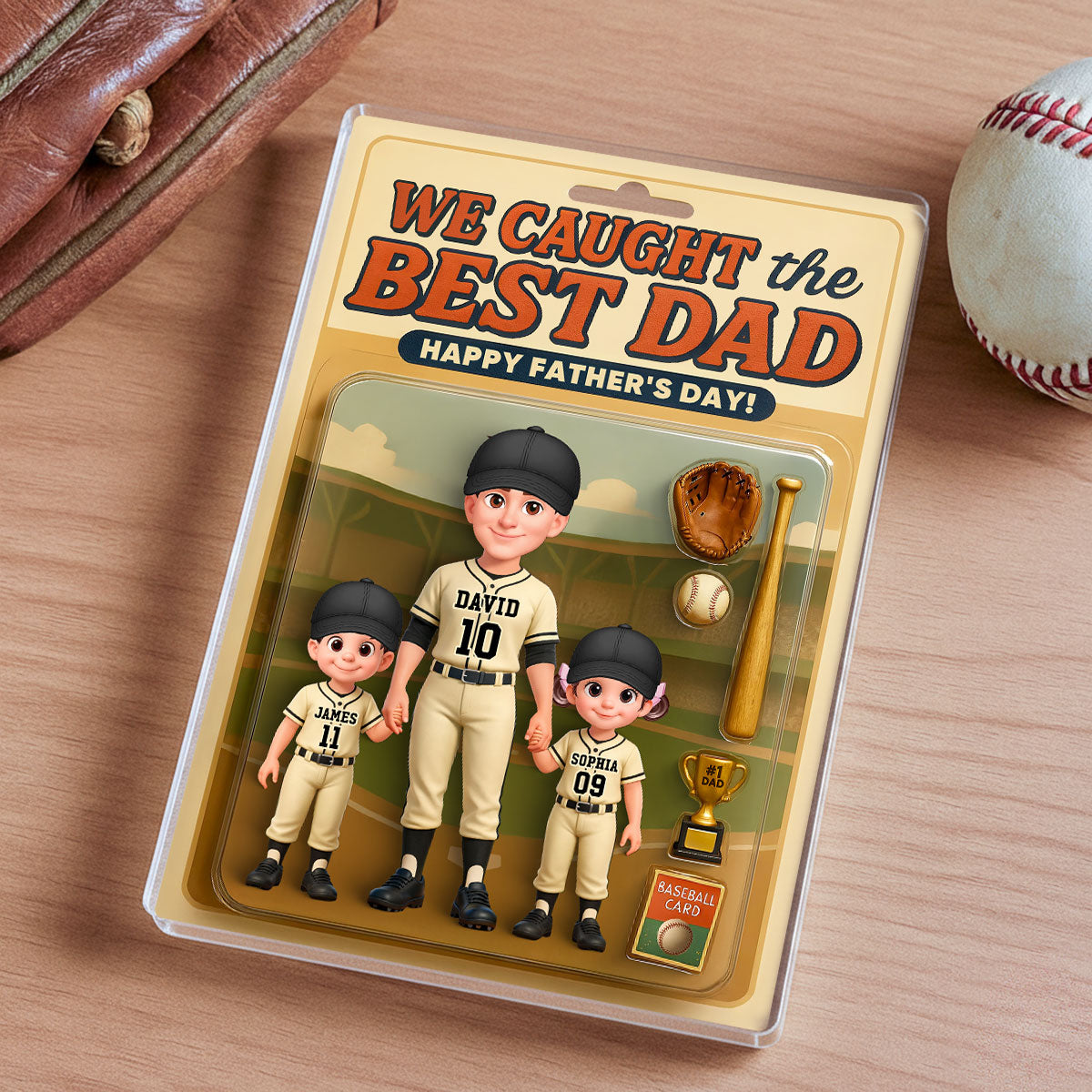 Baseball Things We Caught The Best Dad - Personalized Acrylic Block Plaque - Father's Day Gift For Baseball Dad