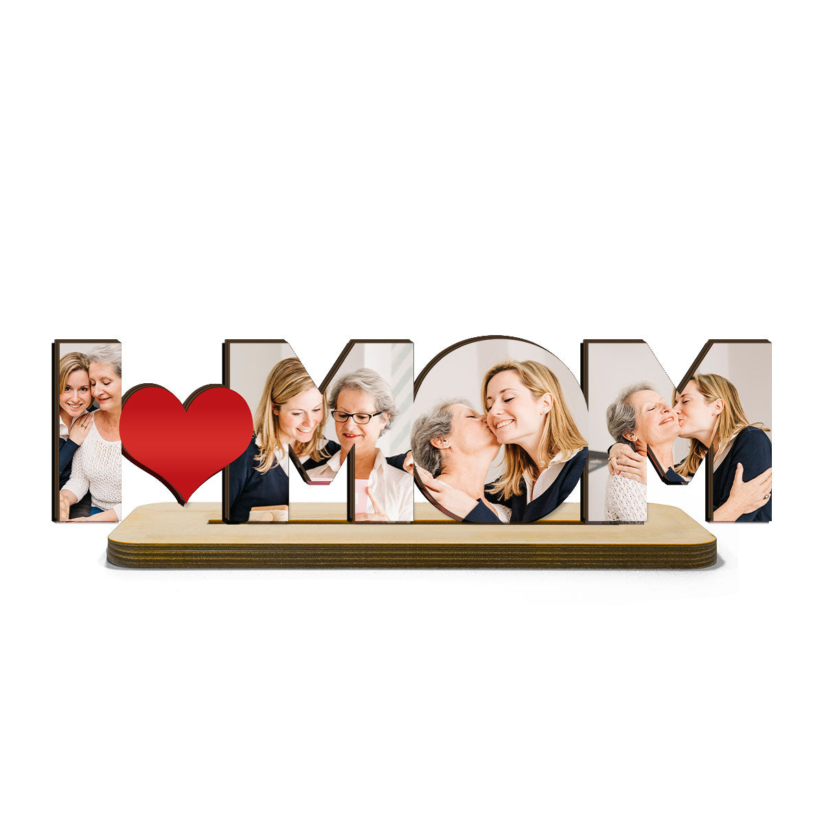 We Love Mom Photo Insert Personalized Standing Wooden Plaque