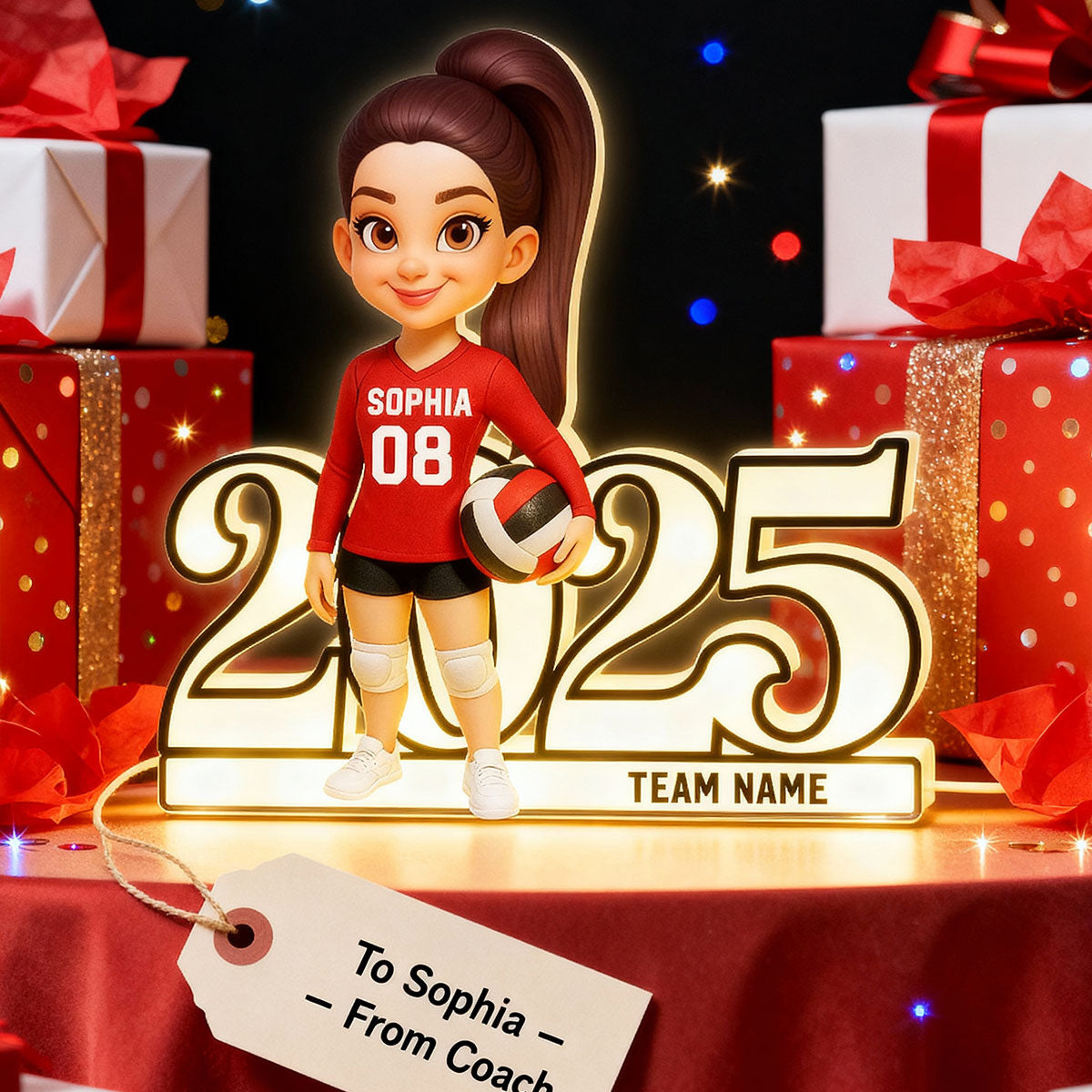 Christmas Volleyball Player - Personalized Light Box - Gift For Volleyball Lovers, School Volleyball Team