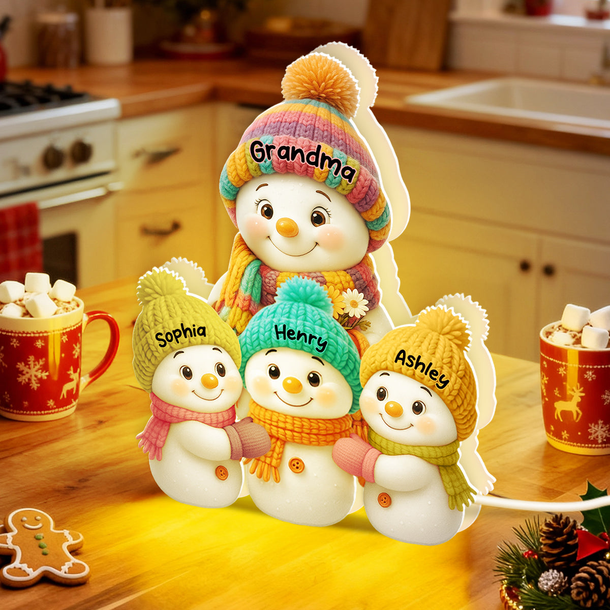 Snowman Grandma and Grandkids Personalized Light Box - Christmas Gift for Grandma