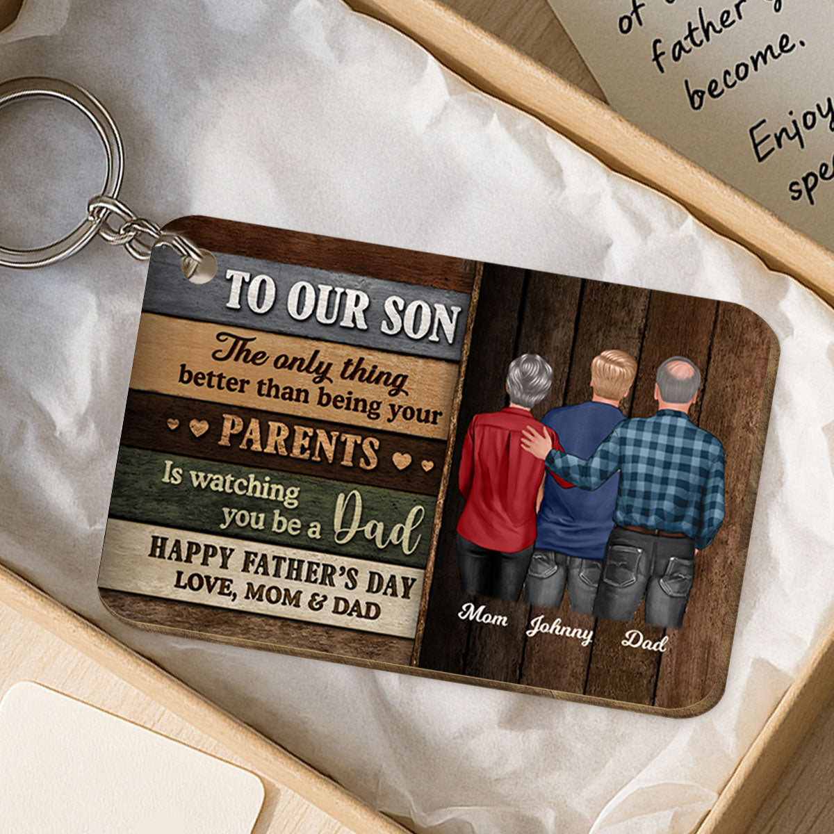 Colored Wood Pallets To My Son From Mom Happy Father's Day Personalized Wooden Keychain