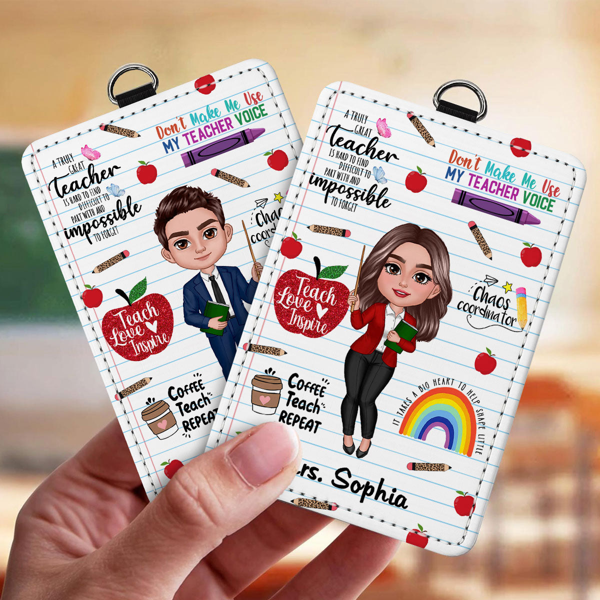 Teacher Affirmation Notebook Page Theme Personalized ID Badge Holder, Back To School Gift For Teacher