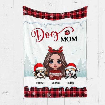 Doll Dog Mom Christmas Personalized Fleece Blanket