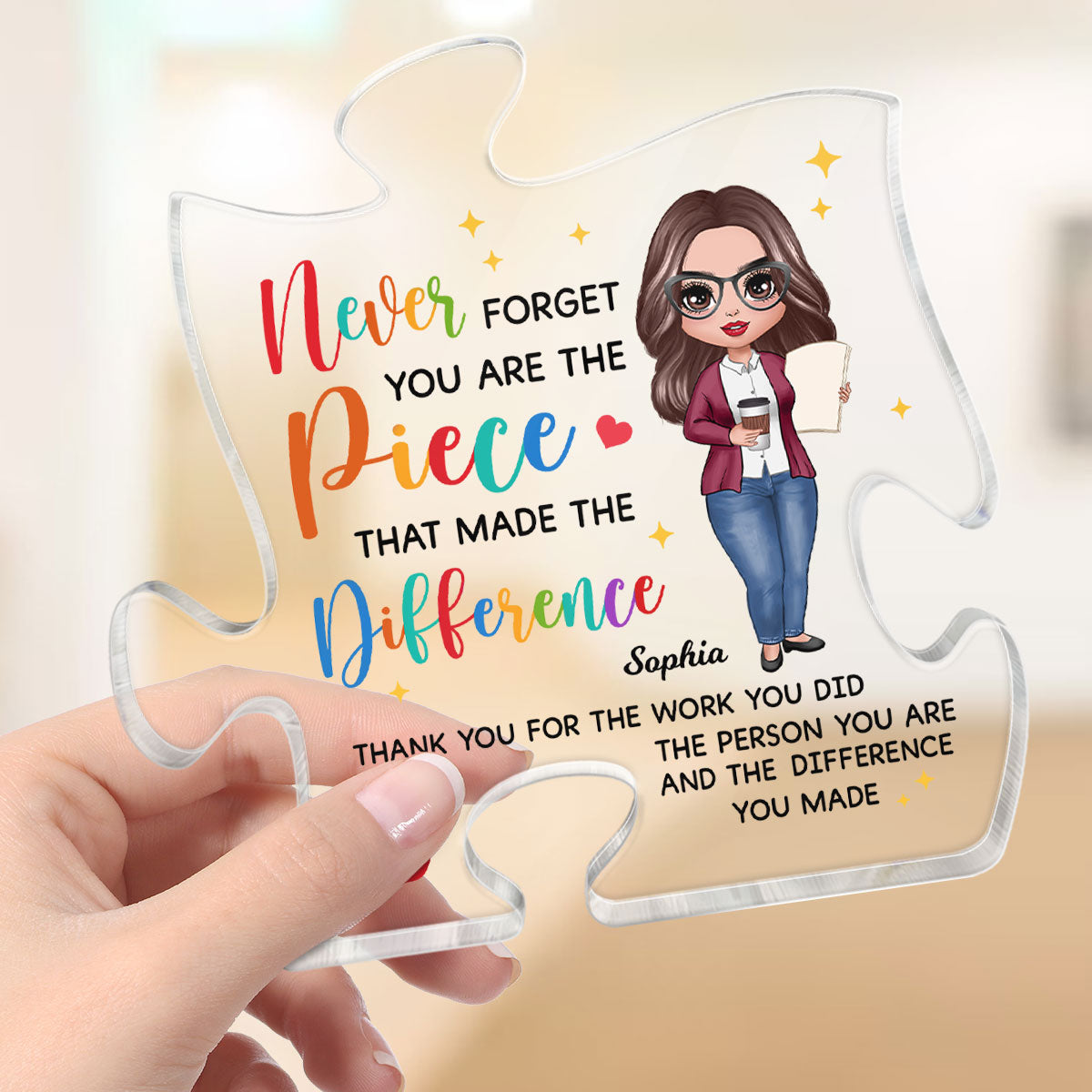 Never Forget The Difference You Made Personalized Puzzle Block Plaque Thank You Appreciation Retirement Gift For Teacher