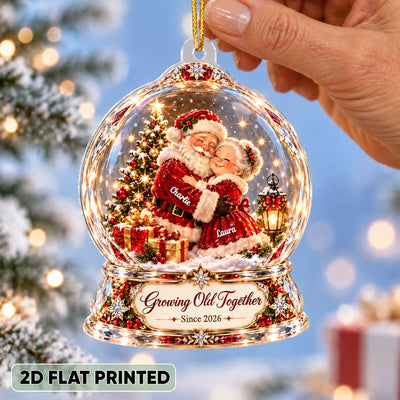 Santa Couple Growing Old Together 2D Flat Printed - Personalized Acrylic Ornament - Christmas Gift for Him, for Her