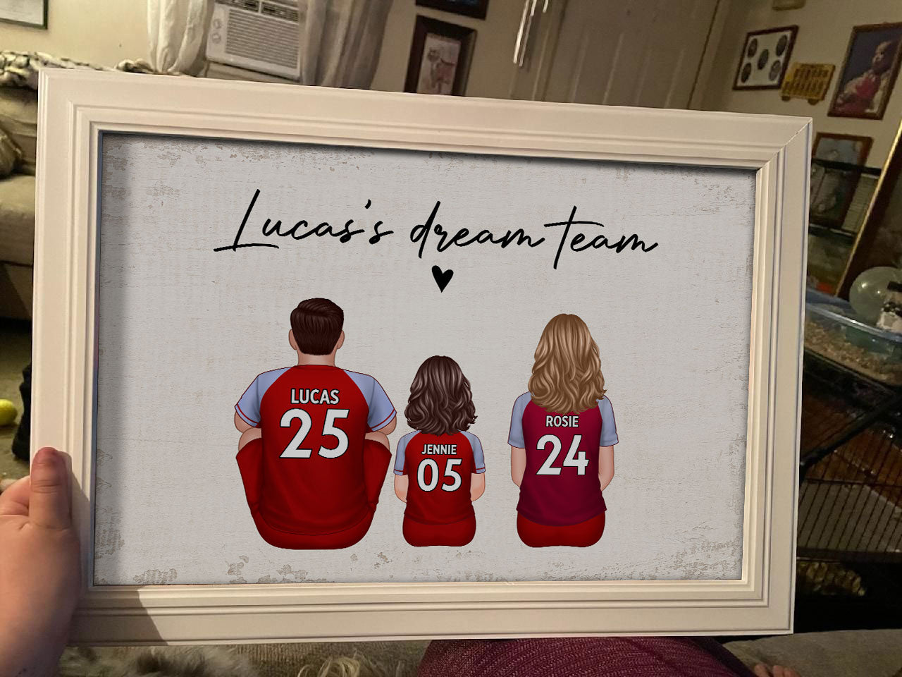Daddy's Team Soccer Football Family Sitting Personalized Poster, Gift For Family, Dad, Grandpa, Husband