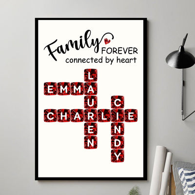 Family Forever Connected by Heart 3D Crystal Crossword - Personalized Poster - Sentimental Gift for for Loved Ones