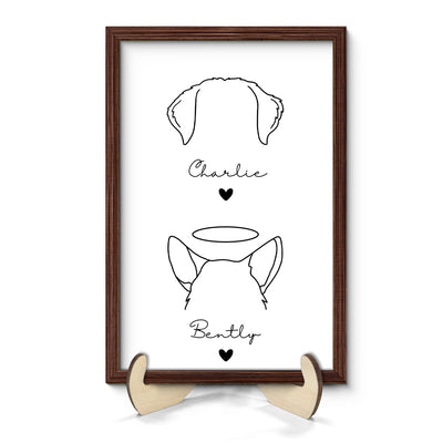 Custom Dog Ear Line Art Drawing Personalized 2-Layer Wooden Plaque