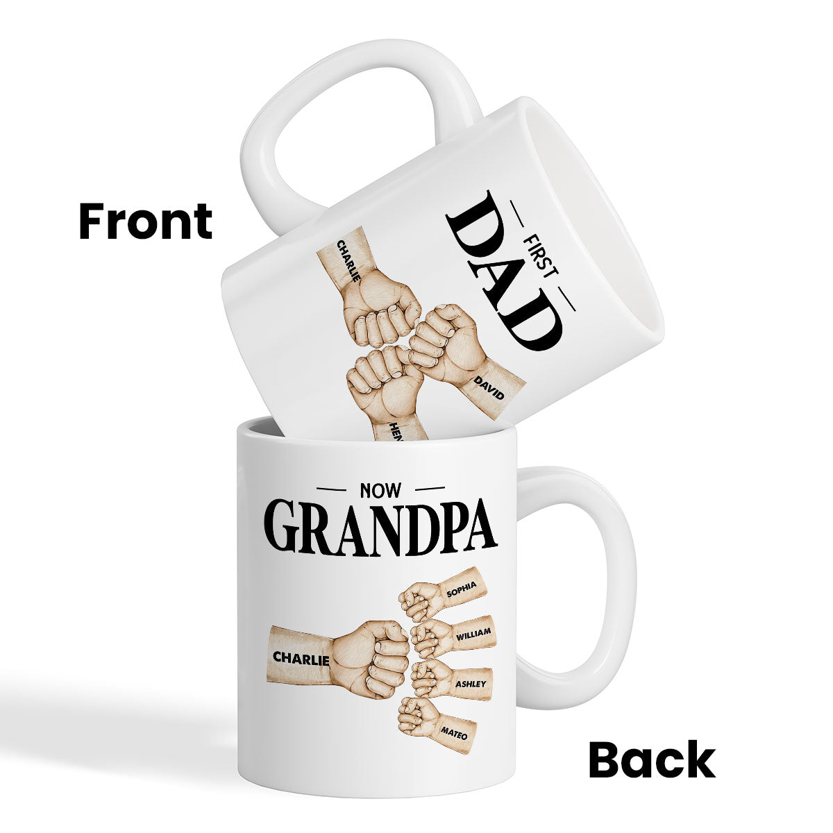 Fist Bump First Dad Now Grandpa Personalized Mug