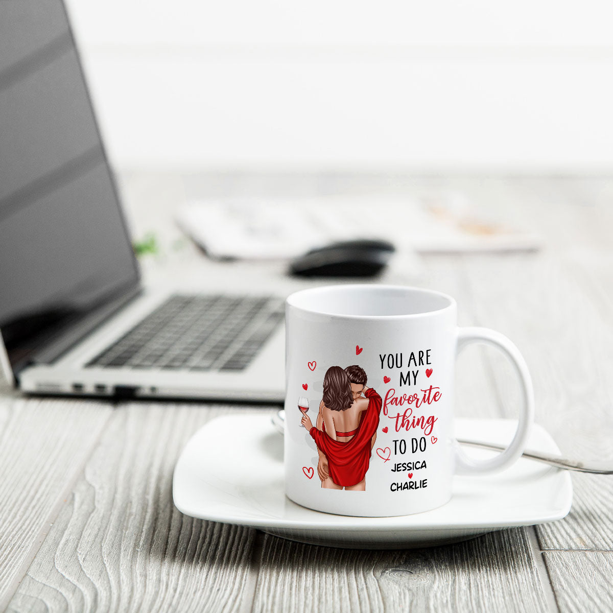 Couple Standing Kissing My Favorite Thing To Do Is You Personalized Mug