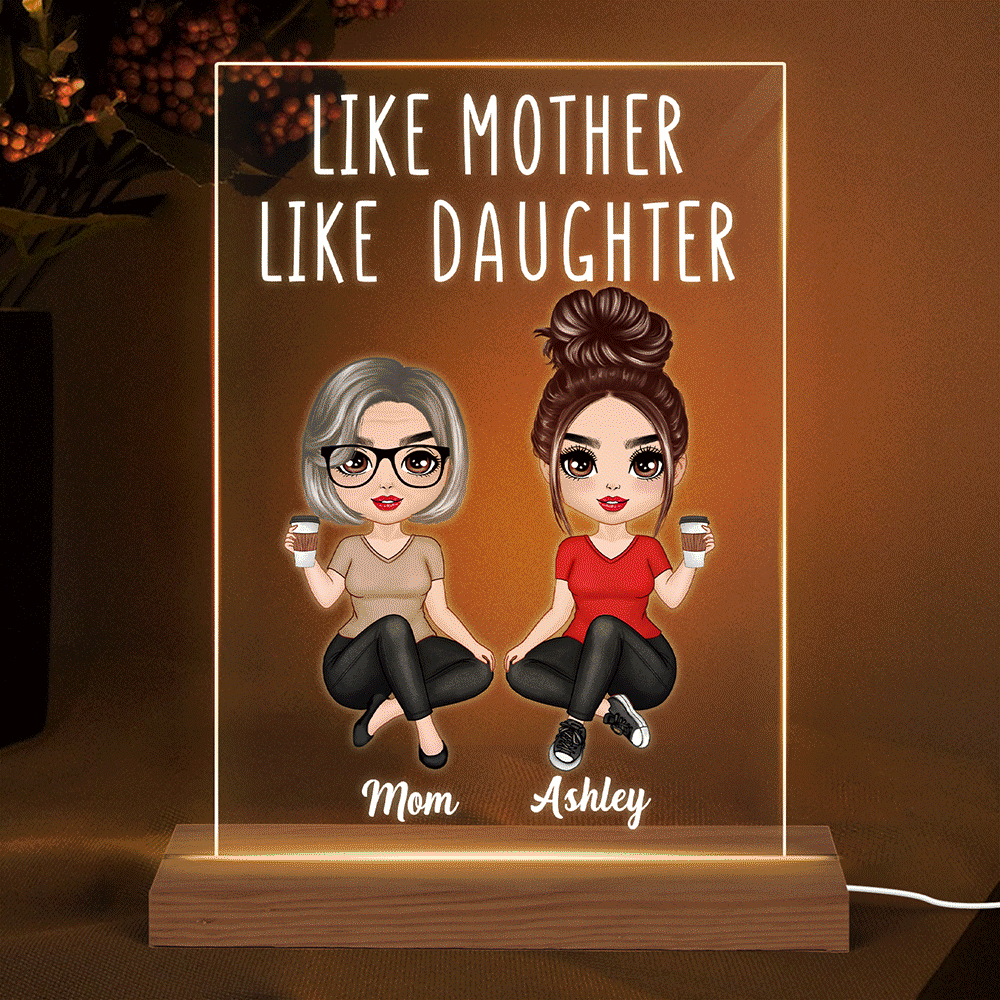 Doll Women Sitting Like Mother Like Daughter 7 Colors Plaque LED Night Light