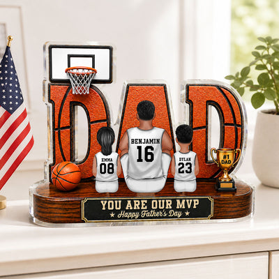 Basketball Dad Legend Daddy's Dream Team 2D Flat Printed- Personalized Acrylic Block Plaque - Father's Day Gift For Dad, Husband, Basketball Fans
