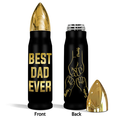Best Dad Ever Fist Bump Outline Personalized Bullet Tumbler, Gift For Dad, Gift For Husband