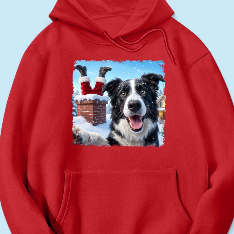 Pet Caught Santa Stuck In Chimney Upload Pet Photo - Personalized Shirt - Funny Gift For Dog Lovers