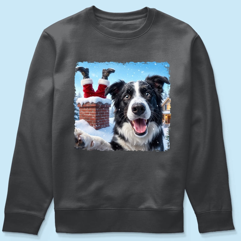 Pet Caught Santa Stuck In Chimney Upload Pet Photo - Personalized Shirt - Funny Gift For Dog Lovers