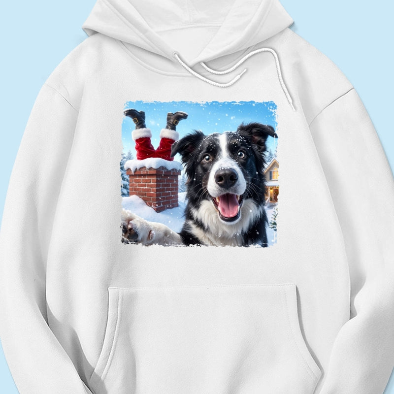 Pet Caught Santa Stuck In Chimney Upload Pet Photo - Personalized Shirt - Funny Gift For Dog Lovers