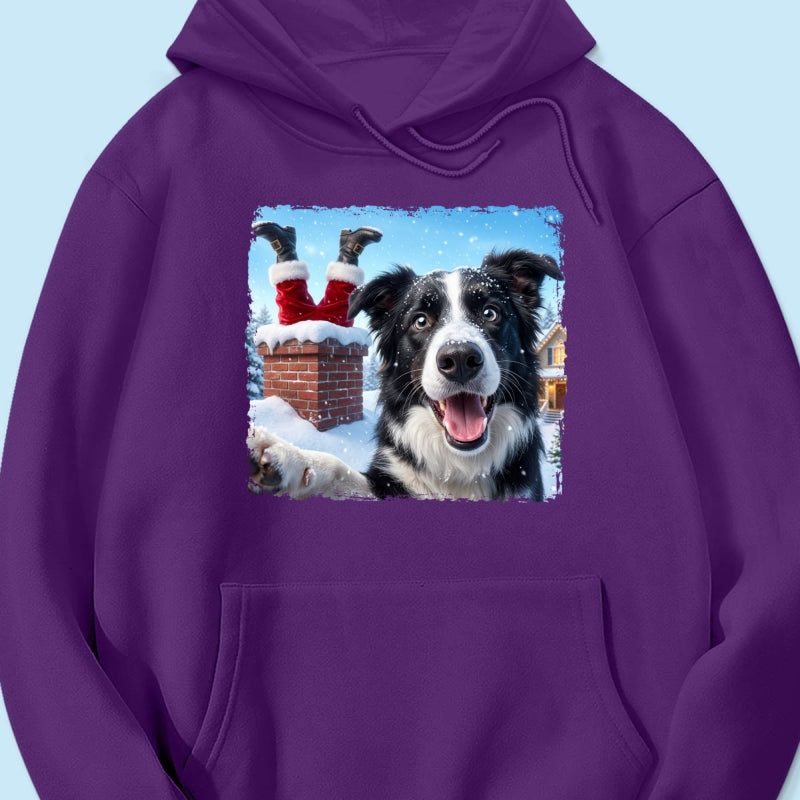Pet Caught Santa Stuck In Chimney Upload Pet Photo - Personalized Shirt - Funny Gift For Dog Lovers