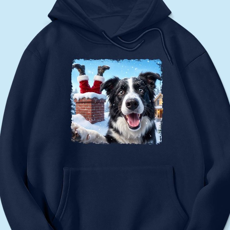 Pet Caught Santa Stuck In Chimney Upload Pet Photo - Personalized Shirt - Funny Gift For Dog Lovers