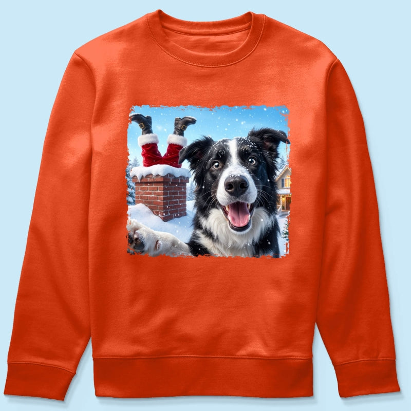 Pet Caught Santa Stuck In Chimney Upload Pet Photo - Personalized Shirt - Funny Gift For Dog Lovers