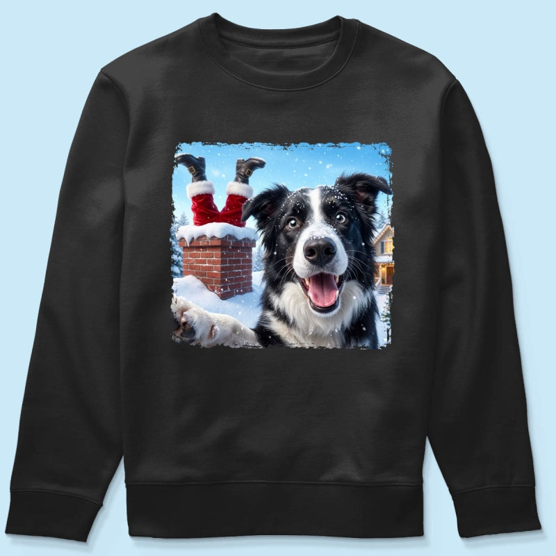 Pet Caught Santa Stuck In Chimney Upload Pet Photo - Personalized Shirt - Funny Gift For Dog Lovers
