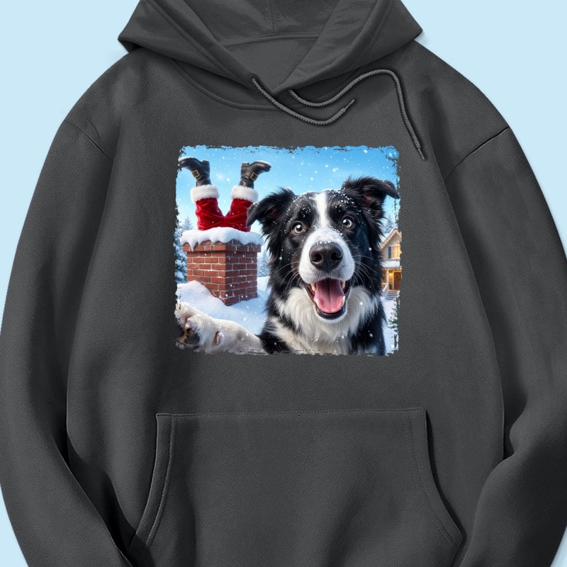 Pet Caught Santa Stuck In Chimney Upload Pet Photo - Personalized Shirt - Funny Gift For Dog Lovers