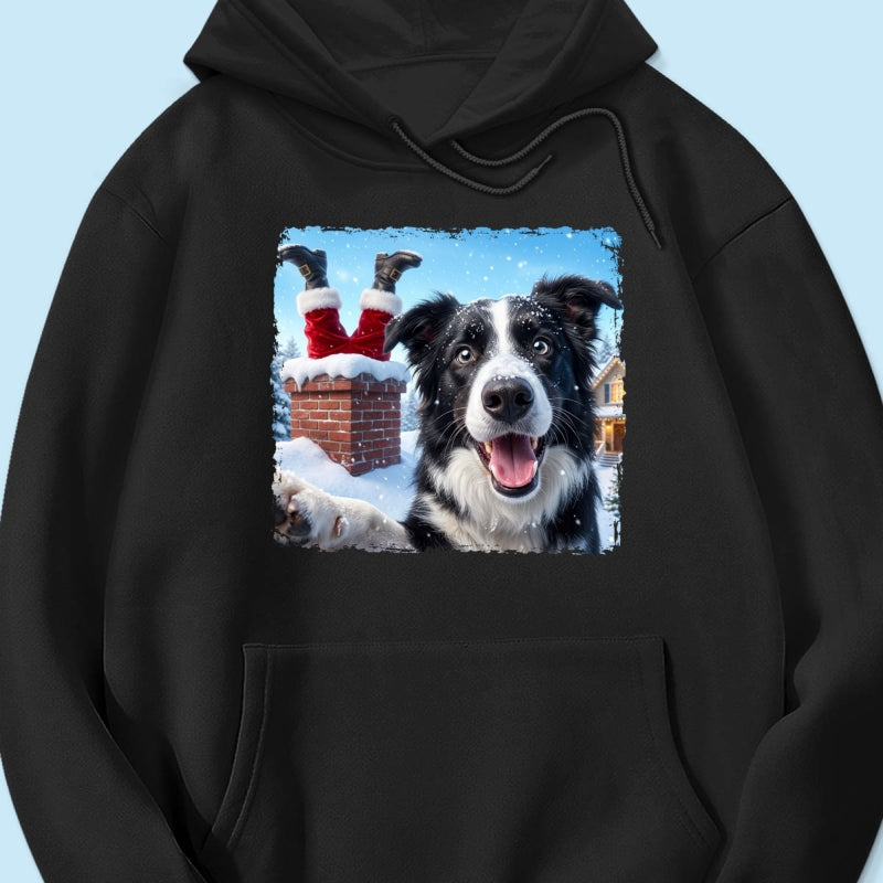 Pet Caught Santa Stuck In Chimney Upload Pet Photo - Personalized Shirt - Funny Gift For Dog Lovers