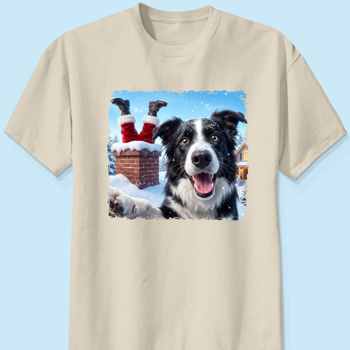Pet Caught Santa Stuck In Chimney Upload Pet Photo - Personalized Shirt - Funny Gift For Dog Lovers