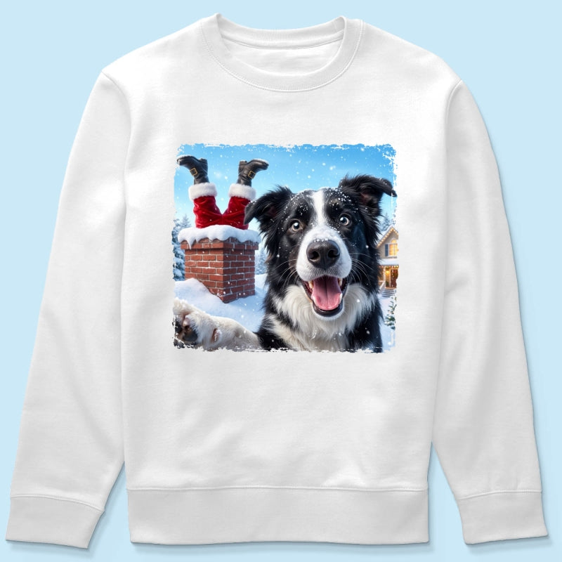 Pet Caught Santa Stuck In Chimney Upload Pet Photo - Personalized Shirt - Funny Gift For Dog Lovers