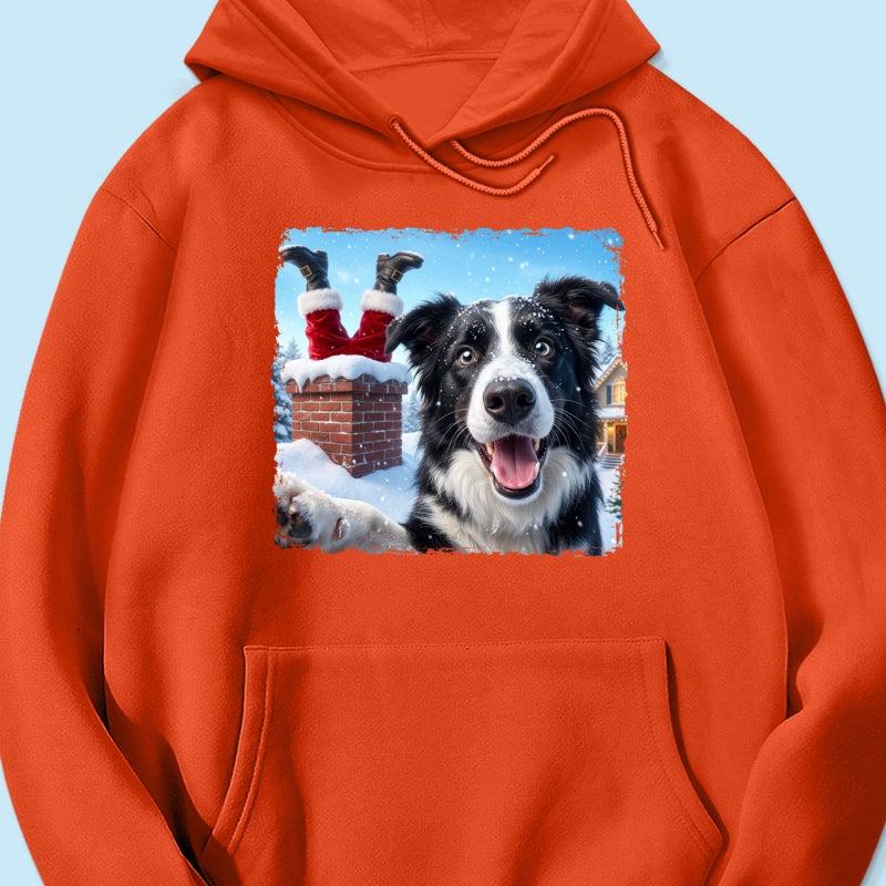 Pet Caught Santa Stuck In Chimney Upload Pet Photo - Personalized Shirt - Funny Gift For Dog Lovers