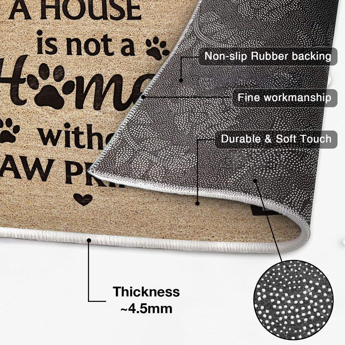 Home With Paw Prints Pet Crossword Puzzle Art Personalized Doormat, Gift for Pet Lover