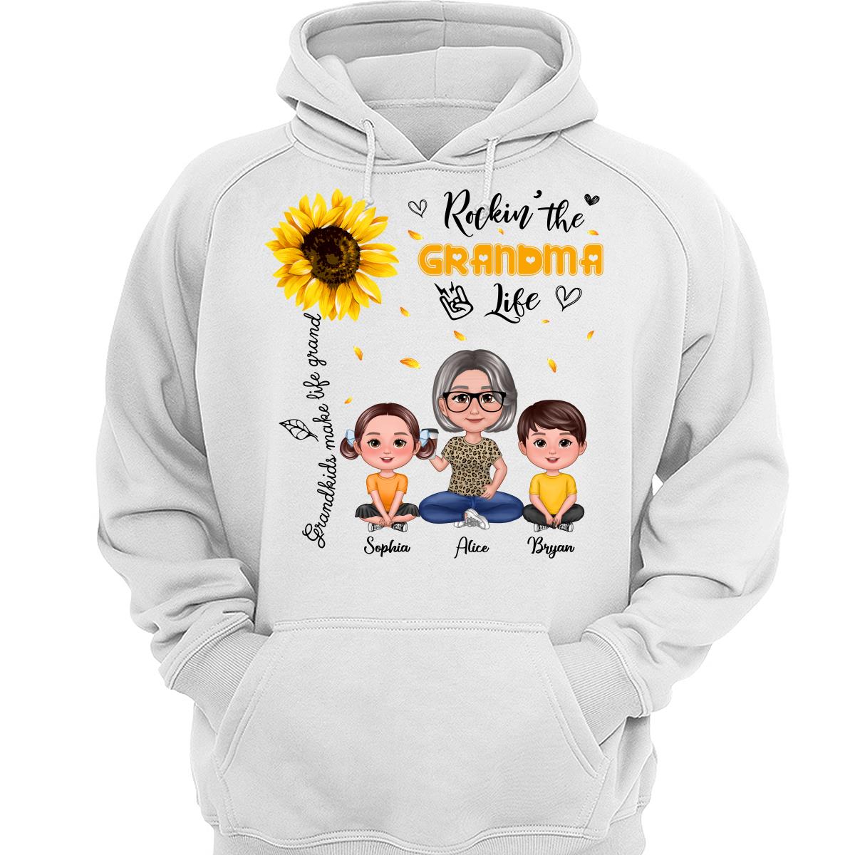 Rockin‘ The Grandma Life Sunflower Pretty Doll Personalized Shirt