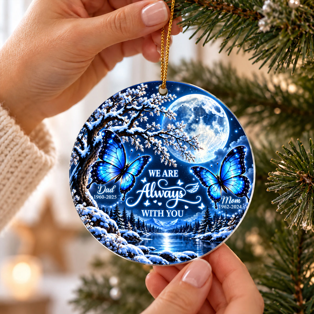 Always With You Butterfly Memorial - Personalized Acrylic Ornament - Heartfelt Sympathy Keepsake for Loved Ones