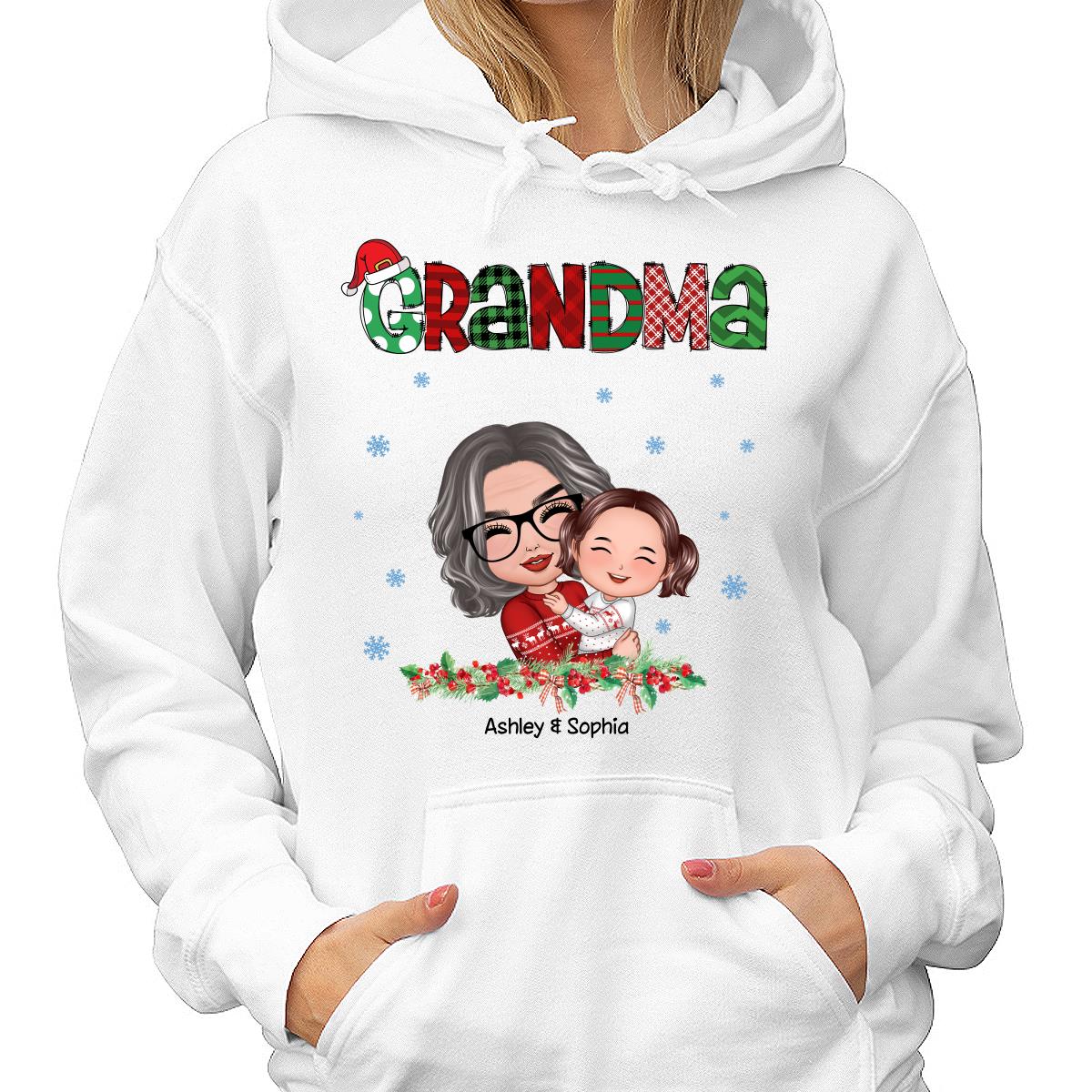 Christmas Pattern Doll Grandma Hugging Kid Personalized Shirt