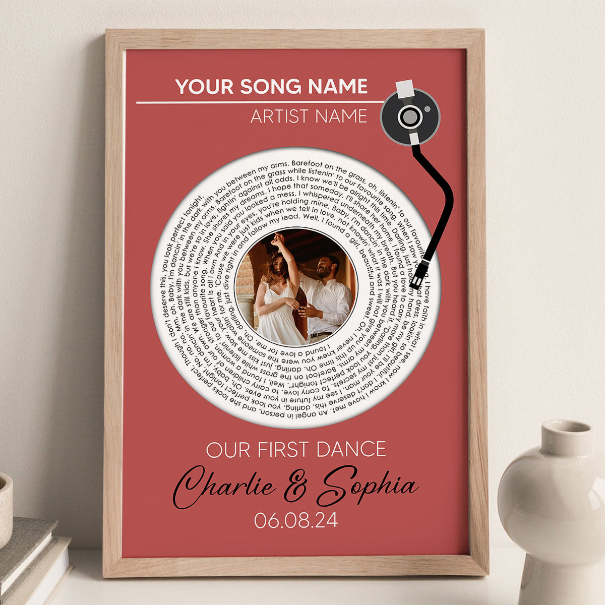Upload Photo Custom Vinyl Lyrics Personalized Poster, Music Gift, Wedding Song Dance, Anniversary  Gift For Him, For Her, For The Couple