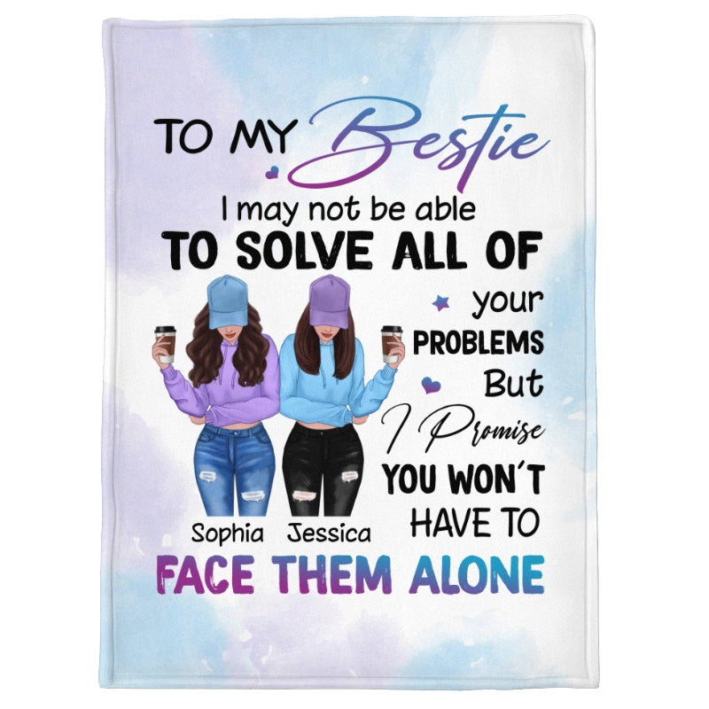Front View Besties To My Bestie Gift For Best Friends Personalized Fleece Blanket