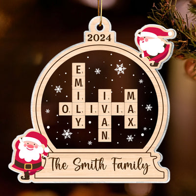Family Personalized Crossword Ornament, Family Names Puzzle Keepsake, Christmas Tree Decoration, Christmas Gift for Loved Ones