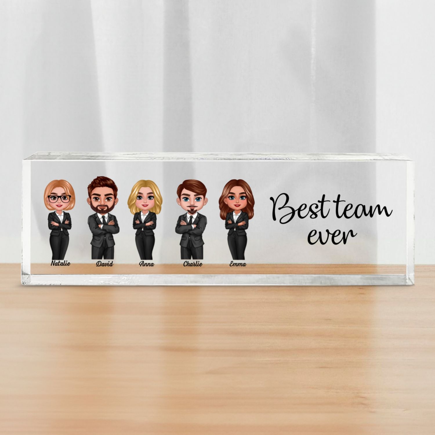 Best Team Ever Personalized Acrylic Desk Name Plate, Gift For Colleagues, Coworkers, Boss